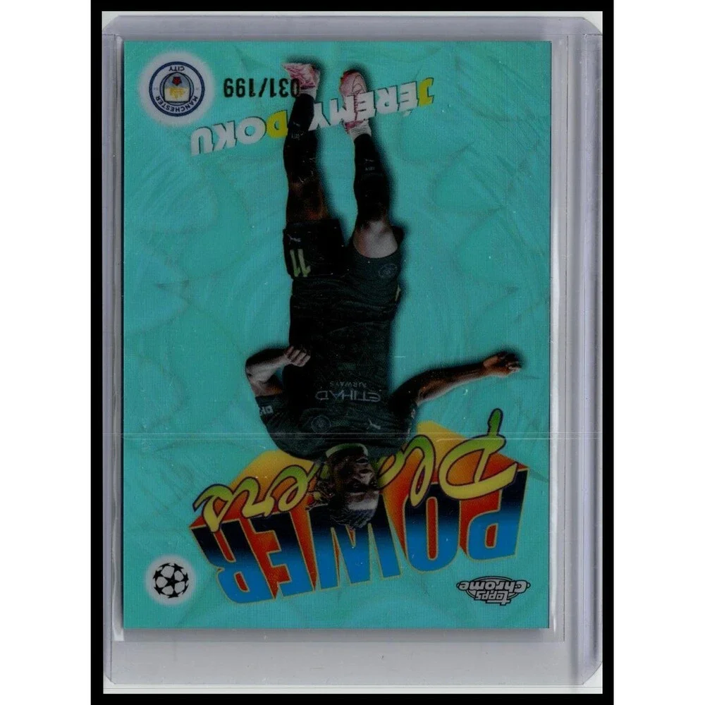 2025-26 Topps Chrome UEFA Jérémy Doku #PP-7 Power Players Aqua #/199
